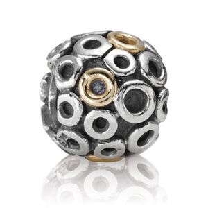 Pandora Retired Sterling Silver with 14K Gold Oh! Bead - 790325